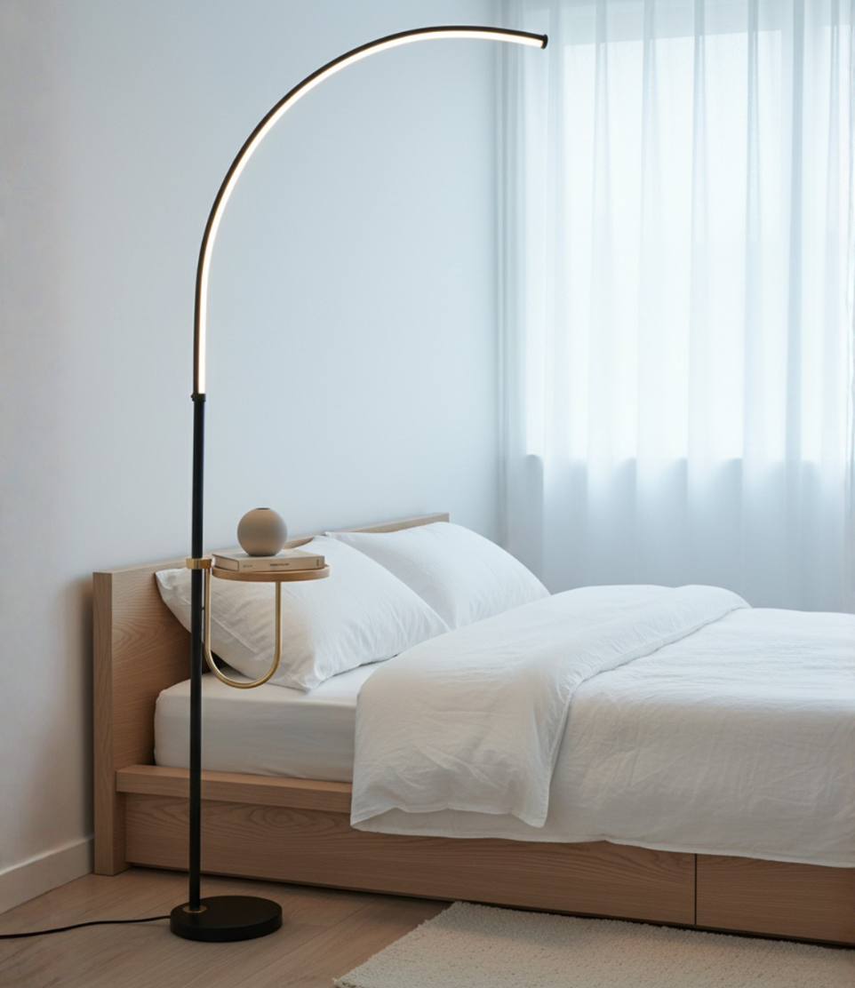 Lámpara de Pie Valeris Arc  | Lámpara de Pie LED Minimalista Moderna para Sala de Estar o Mesita de Noche