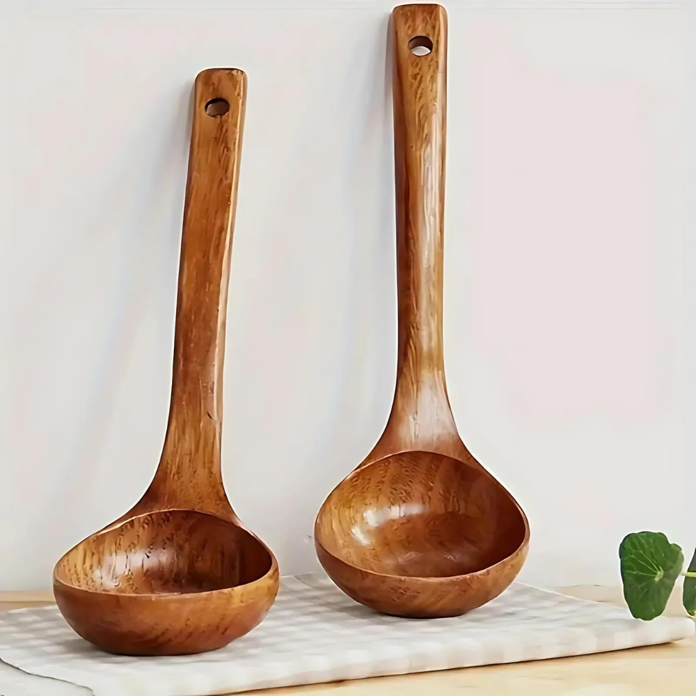 Cuchara de Madera Natural para Sopa - 1pc