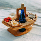 Elegante Mesa de Picnic para Vino de Roble – Compacta y Versátil