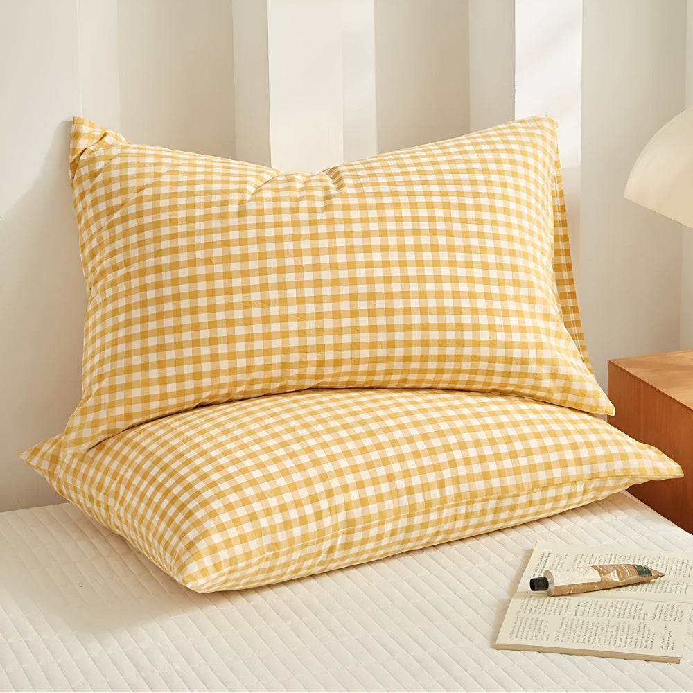 Fundas de Almohada a Cuadros Suaves
