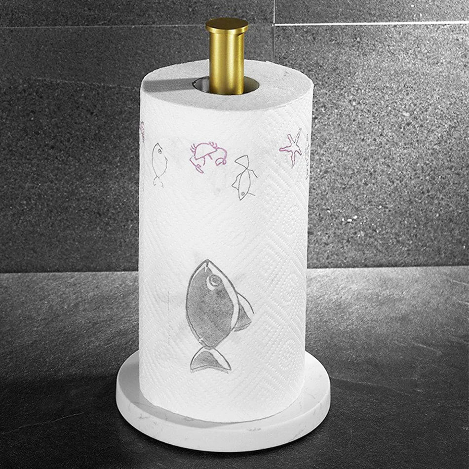 Kalsten | Soporte para toallas de papel de mármol – detalles dorados para un estilo excepcional
