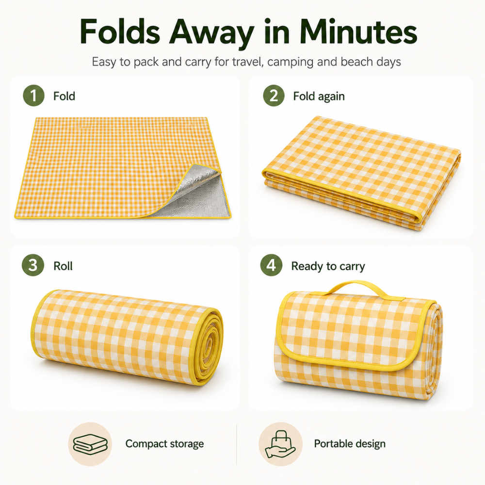 Manta de Picnic Impermeable Plegable con Parte Inferior Aislante