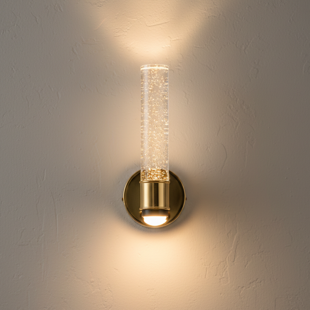Luz de Pared de Cristal Glamuroso - Aplique Elegante con Marco de Metal para Decoración Moderna