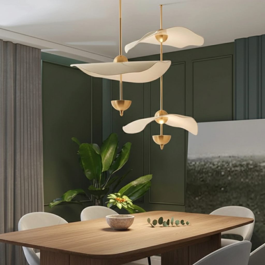 Lámpara Colgante Lotus - Iluminación de Cocina de Altura Ajustable, Compatible con LED