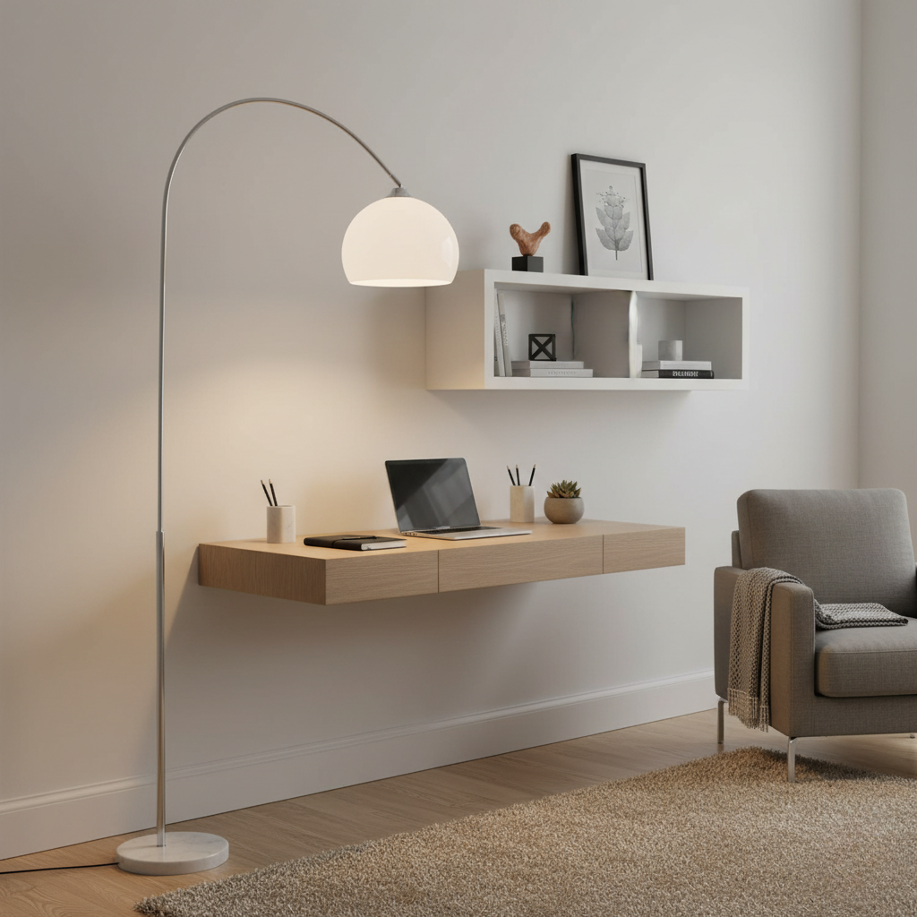 Lámpara de Pie Arco Contemporánea - Pantalla de Cúpula Moderna para Decoración de Sala de Estar