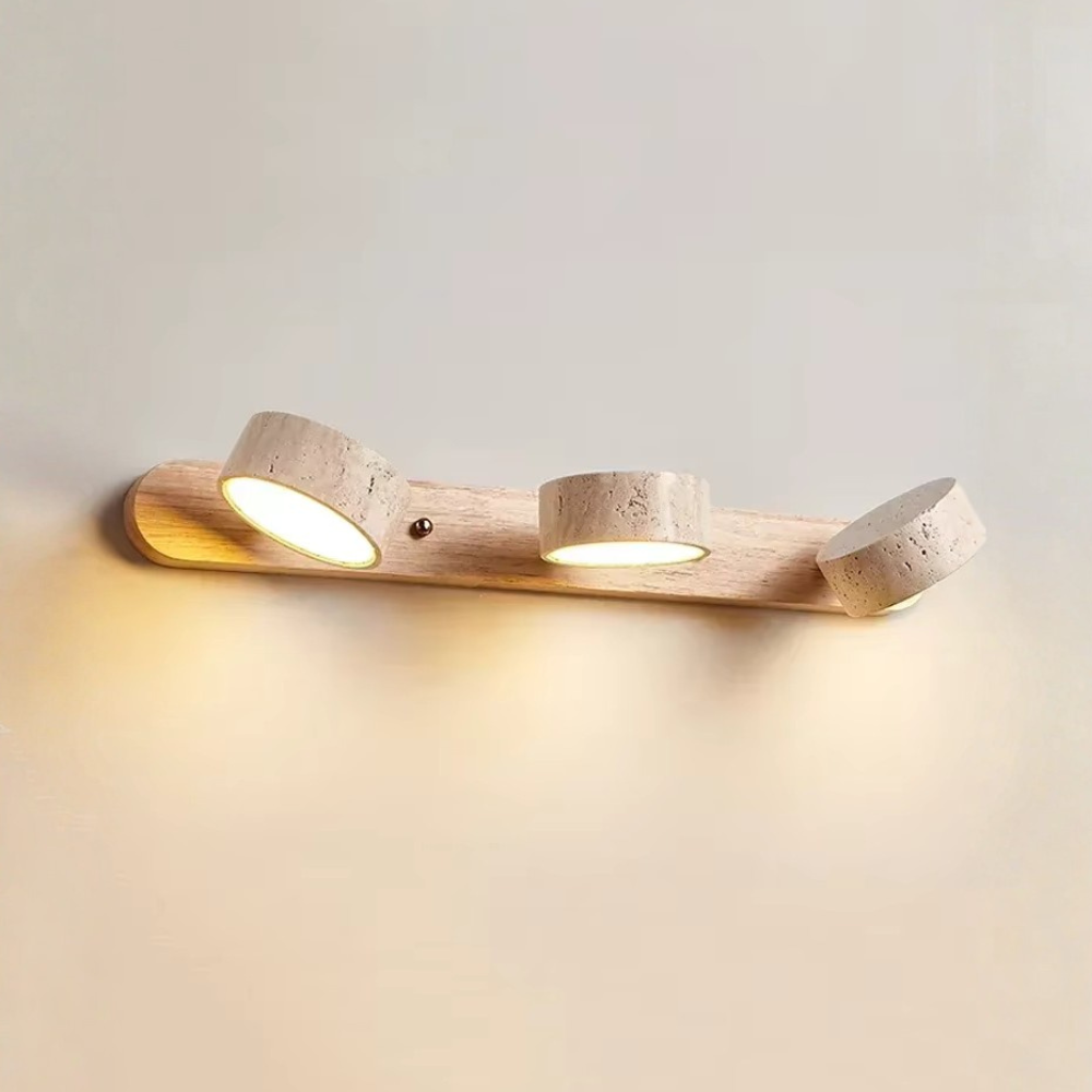 Aplique de Pared de Travertino Elegante con Focos Ajustables