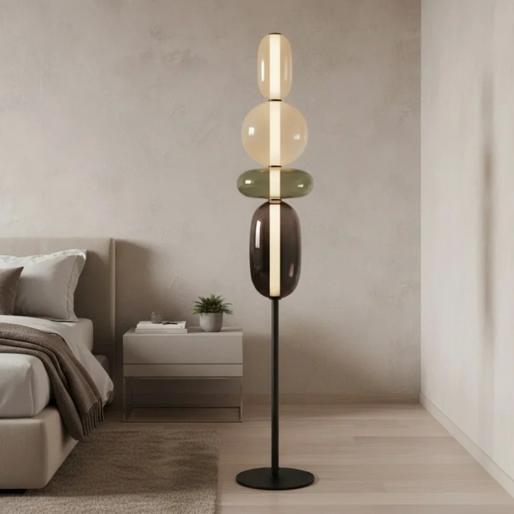 Solenne | Lámpara de Pie Moderna de Vidrio Elegante con Diseño Escultural LED para Salón