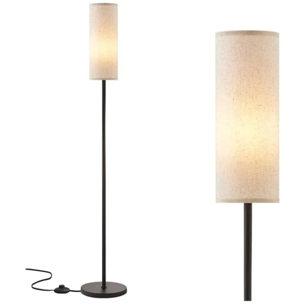 LumiGlow – Lámpara de Suelo Esbelta con Pantalla Cilíndrica para Iluminación Ambiental Suave