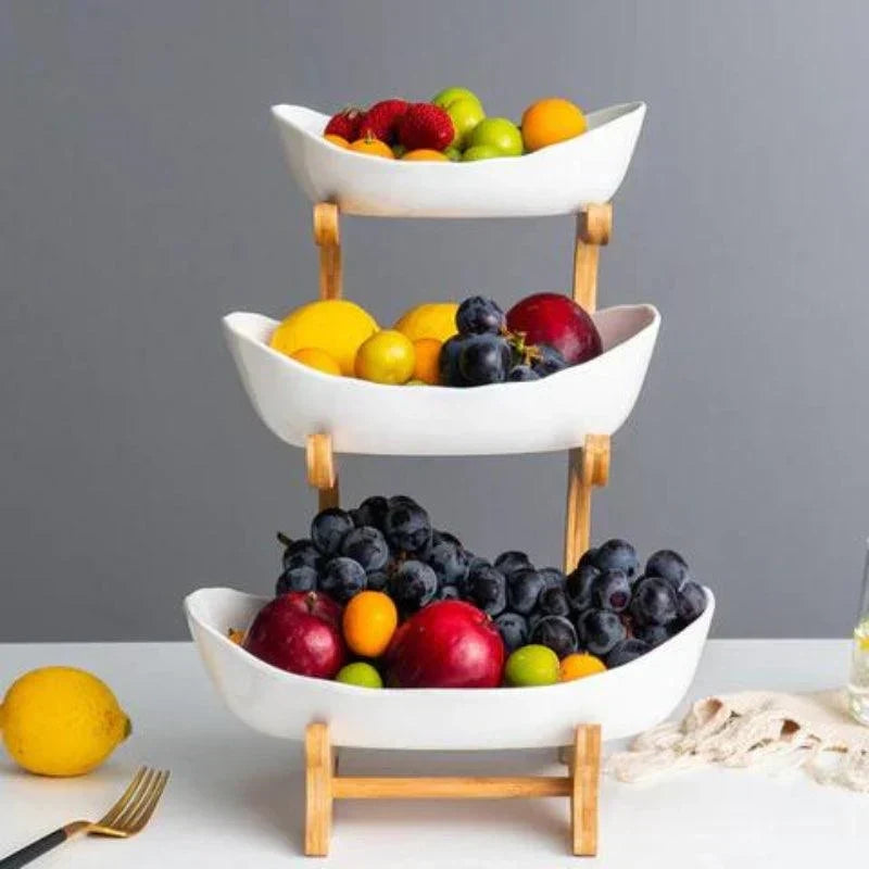 HoldNest – Cuenco de frutas moderno con bandejas apilables desmontables