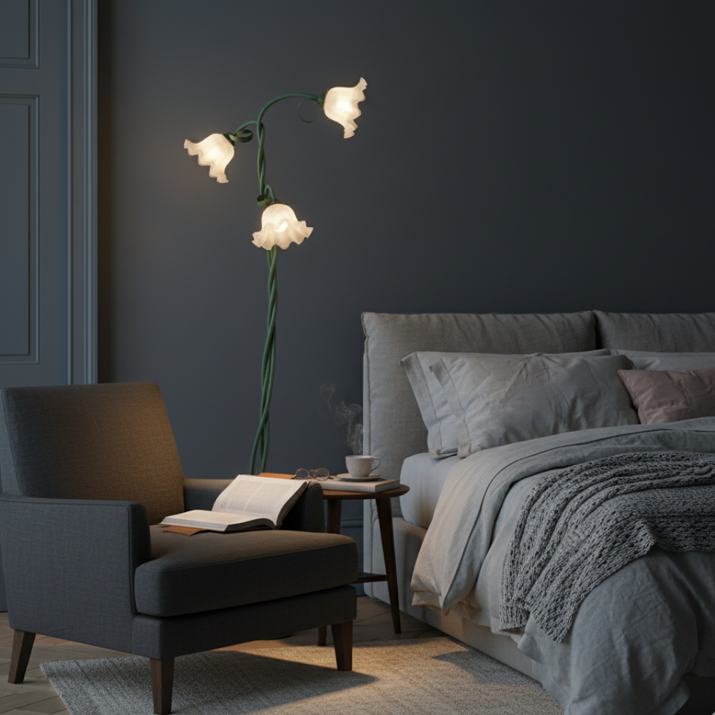 CallaBloom | Lámpara de Pie Moderna Verde Mate Elegante para Sala de Estar