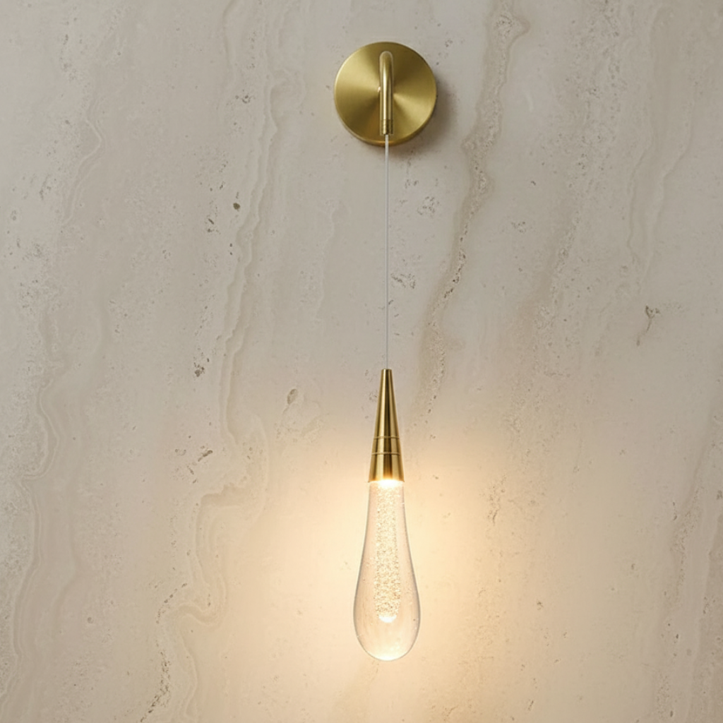 Aplique de Pared de Cristal Elegante con LED Blanco Cálido para Interiores Modernos