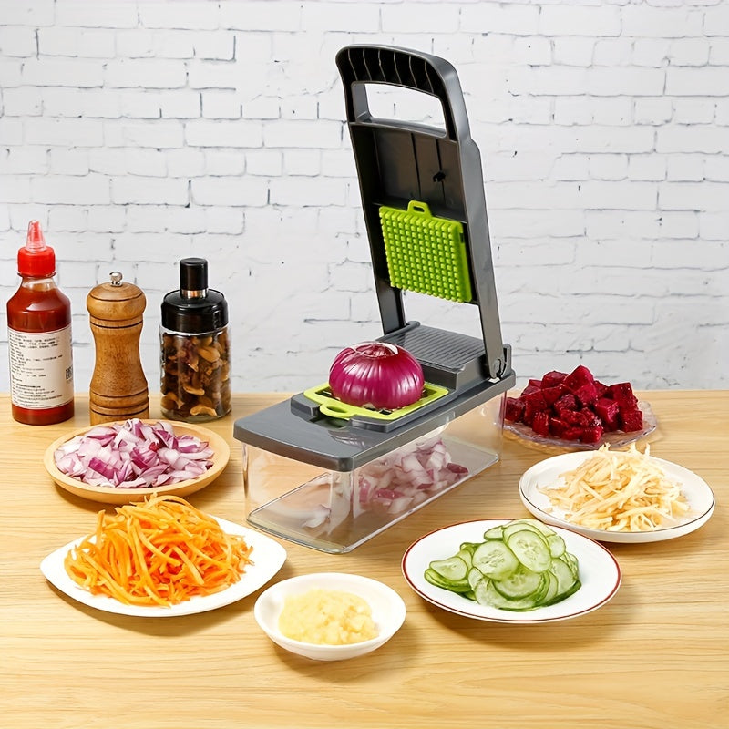 Set de Cortadores de Verduras de 14 Piezas - Raspador Manual, Pelador, Picadora y Rebanador para Preparación de Cocina