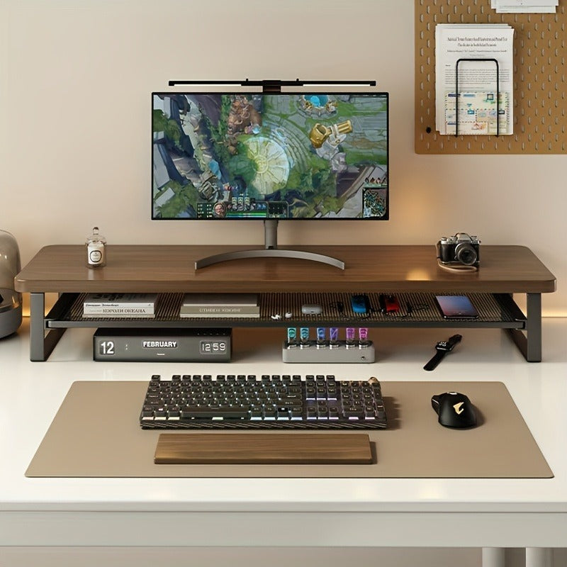MONOSTAND - Soporte para computadora de doble capa con cajón de almacenamiento extraíble