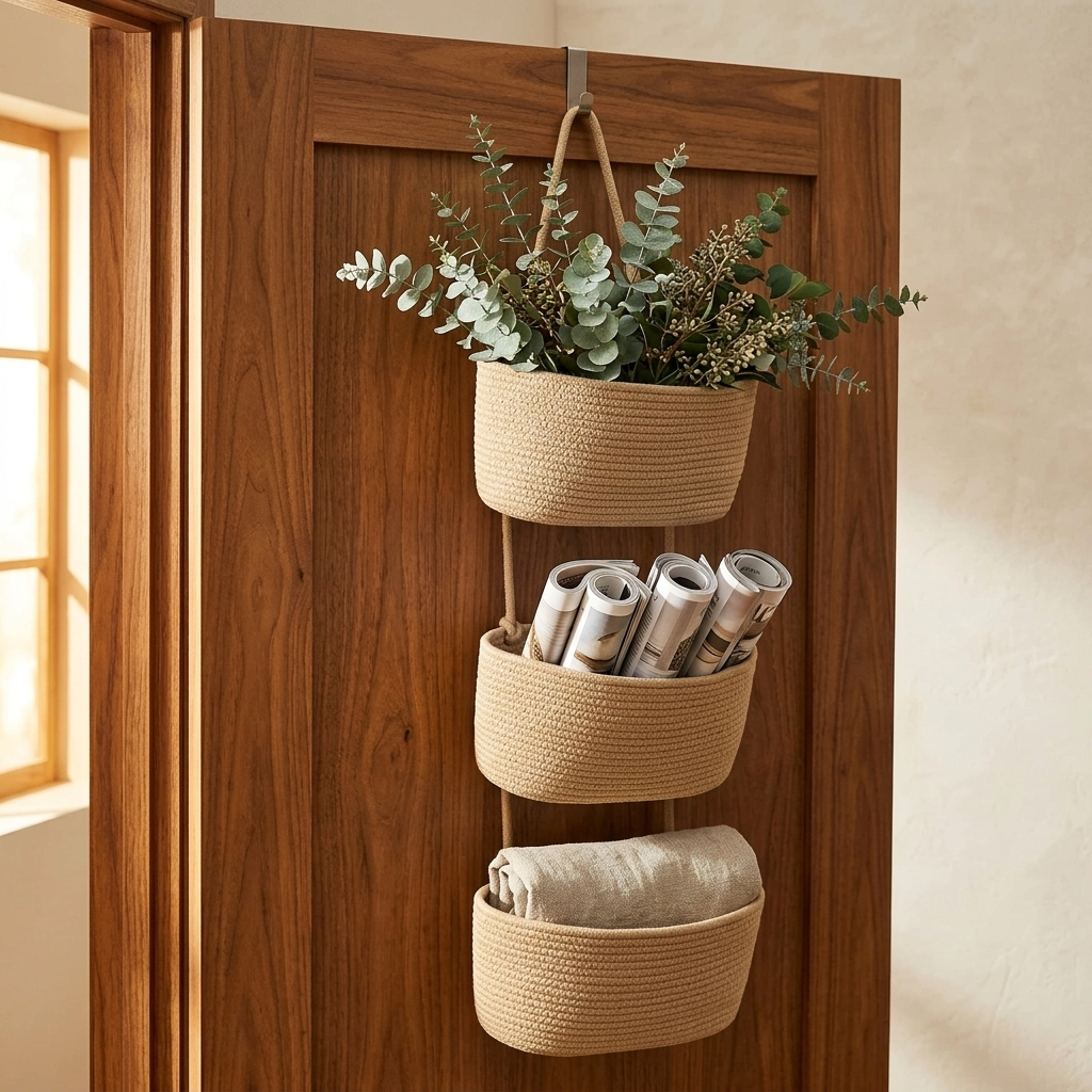 Cesta Colgante para Puerta de 3 Niveles de Algodón