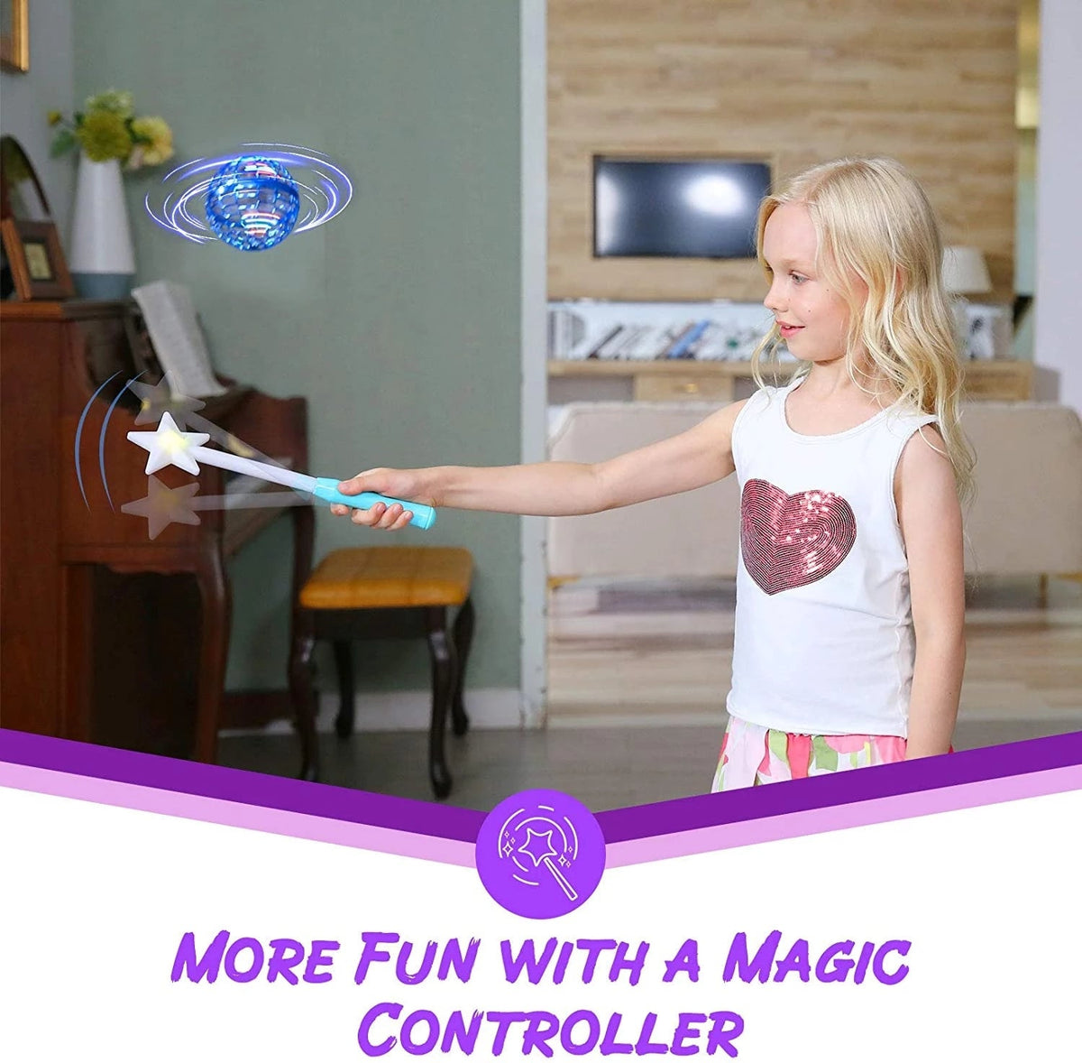 Skanto | Flynova Pro Flyball Spinner Drone Helicopter Controlado por Mano Mini-UFO Giratorio de 360 Grados con Luces Regalos para Niños