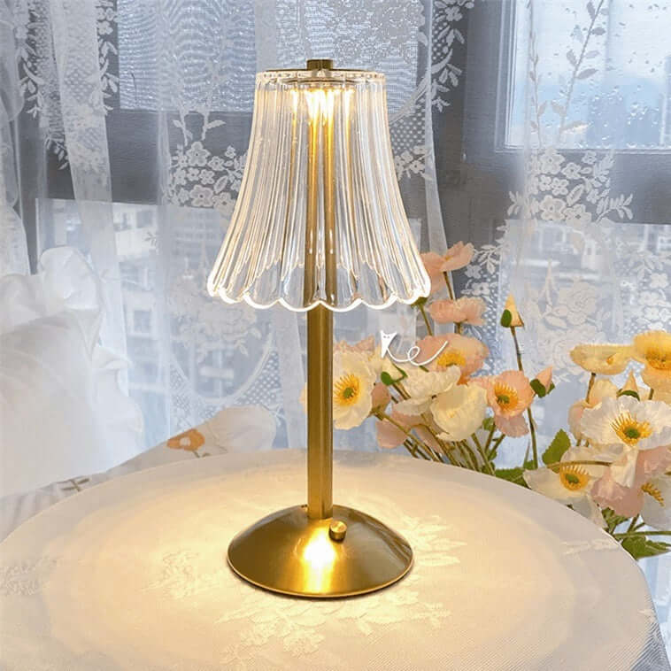 Lámpara de Mesa de Cristal Activada por Toque