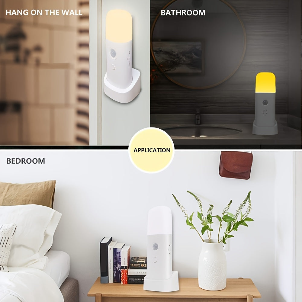 Lámpara Nocturna LED con Sensor de Movimiento – Recargable por USB y Brillo Ajustable para Dormitorios y Pasillos