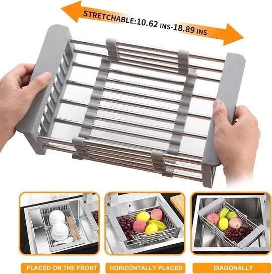Escurridor extensible para un fregadero más organizado