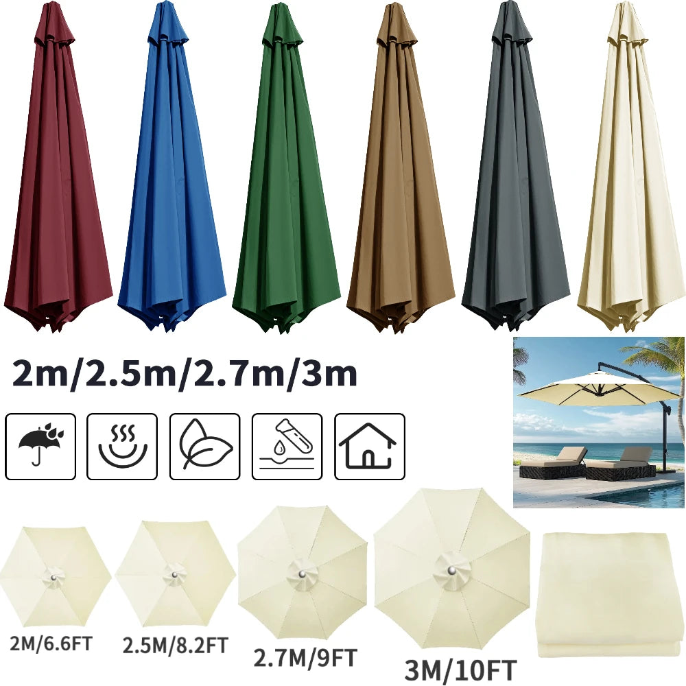 SunViva | Funda de protección solar impermeable de repuesto para sombrillas de 6/8 varillas | Exterior Jardín y Terraza