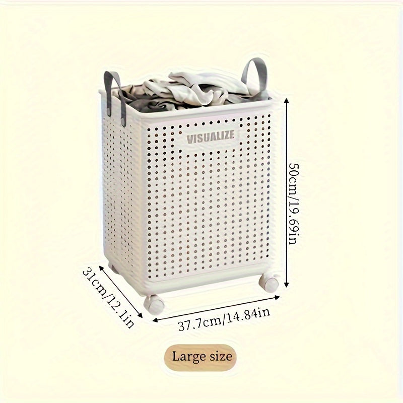 Caja de lavandería plegable con ruedas