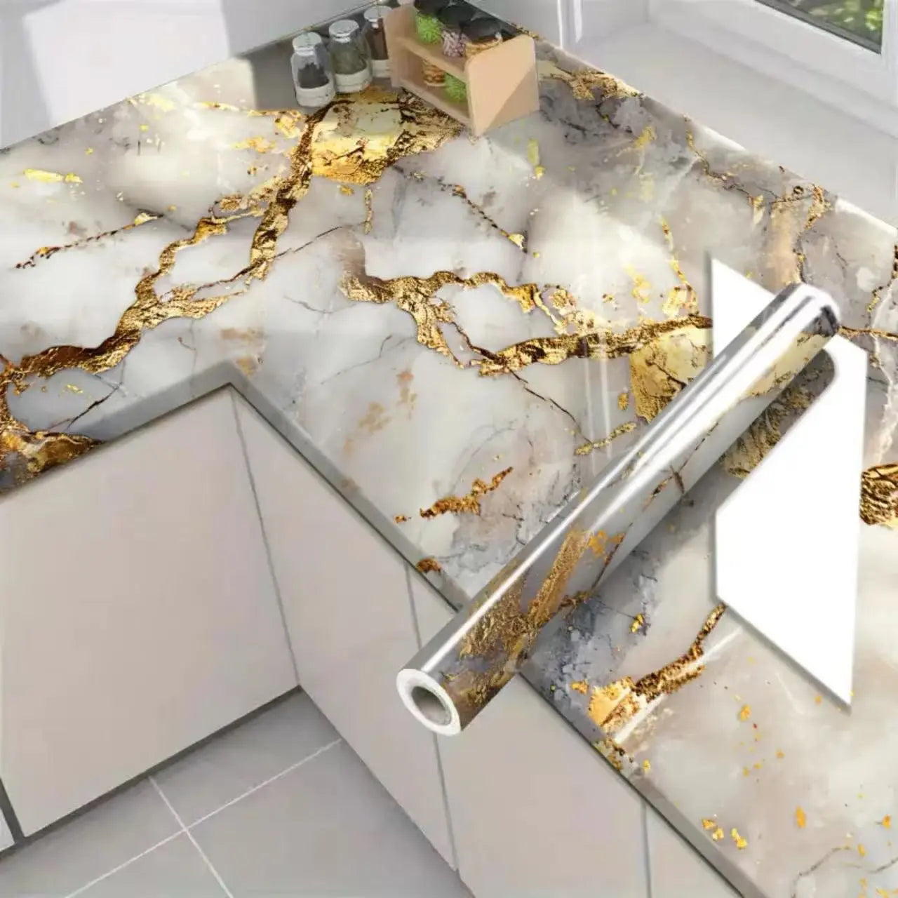 Funda de Mueble de Mármol Autoadhesiva Impermeable