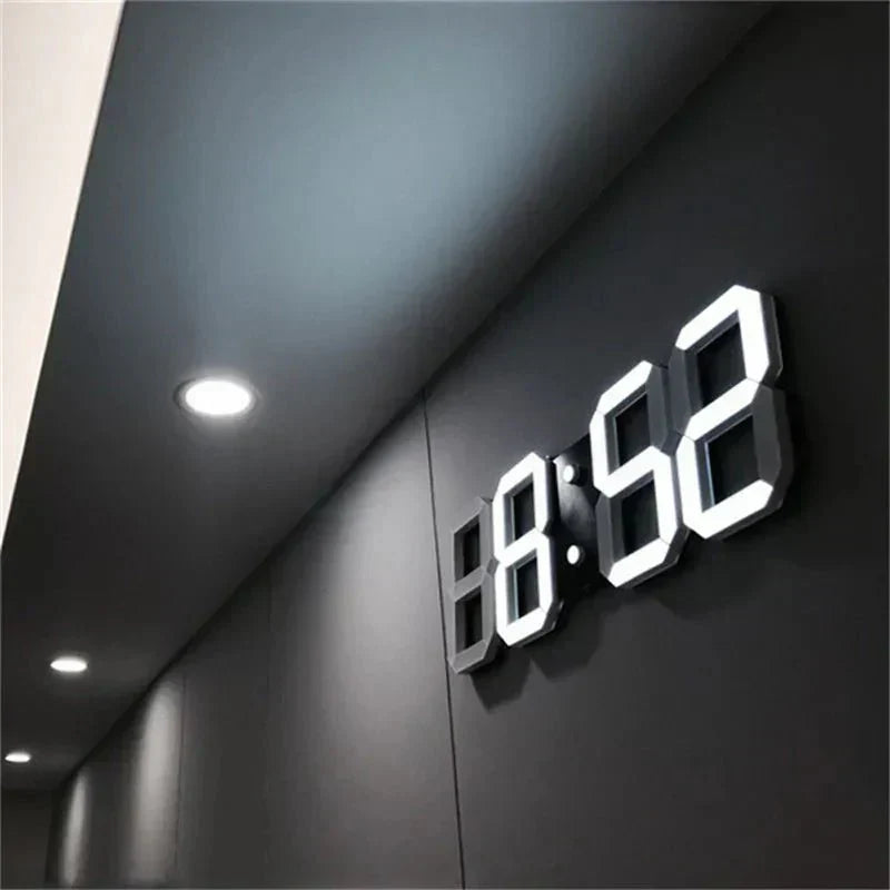 Reloj de pared digital 3D LED – Diseño moderno con función de atenuación y visibilidad óptima