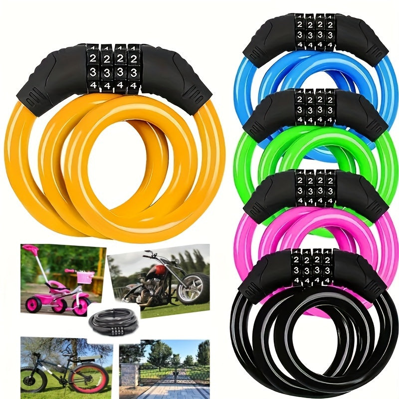 BIKEGUARD - Candado de Seguridad de Cable de Acero con Código de 4 Dígitos