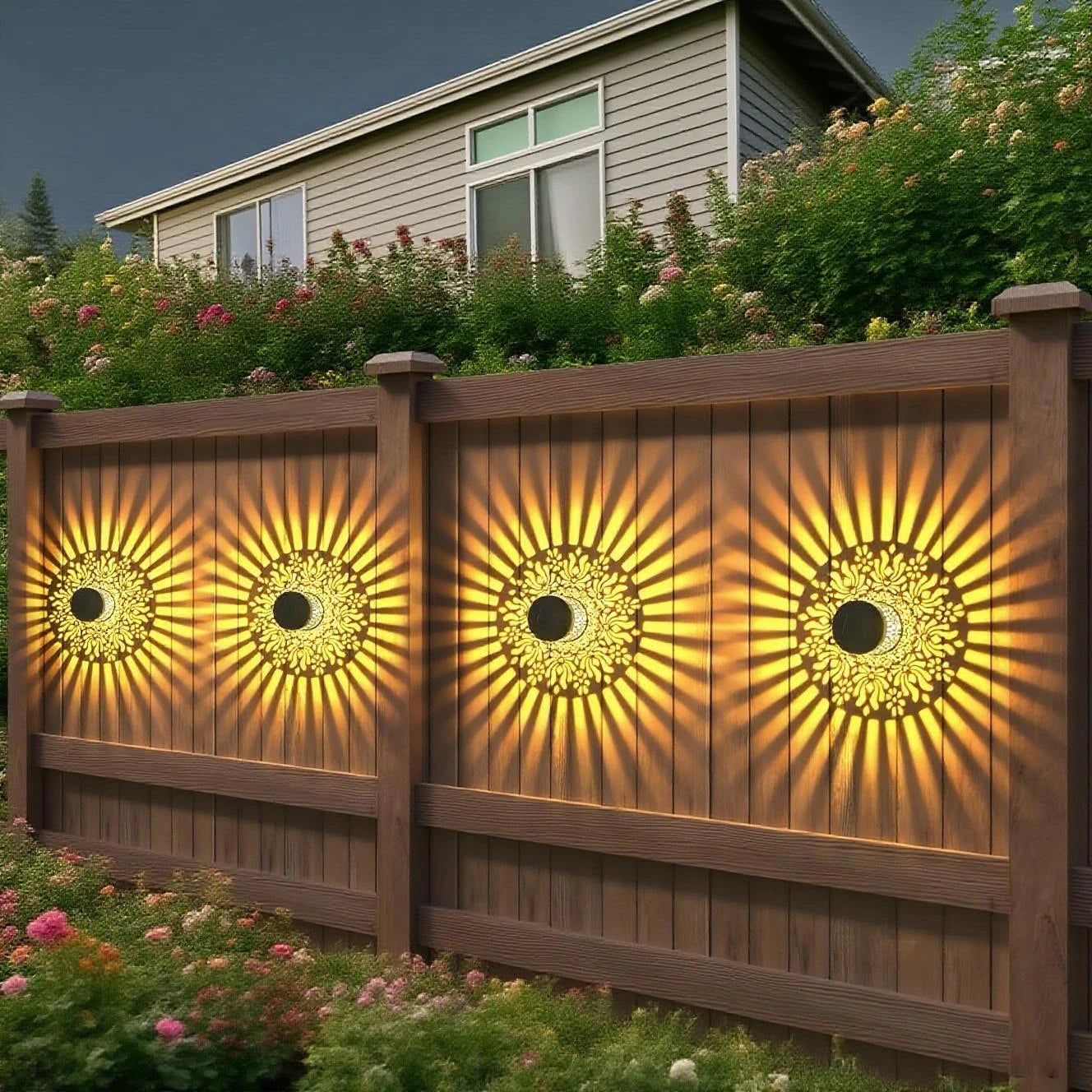 Conjunto de Lámparas de Pared Solares Solviora con 2 Piezas | Diseño de Peonías de Hierro | 28 cm de altura