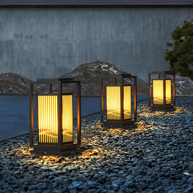 Luz de Poste Solar LED para Exterior, Lámpara de Jardín Impermeable