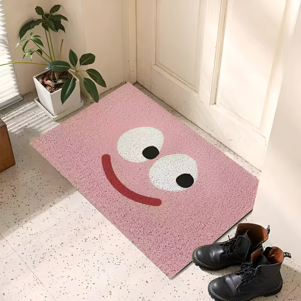 Alfombra de Entrada de PVC Antideslizante con Cara de Smiley