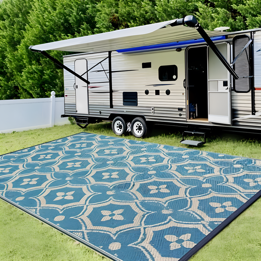 Alfombra Exterior de Polipropileno con Diseño Geométrico