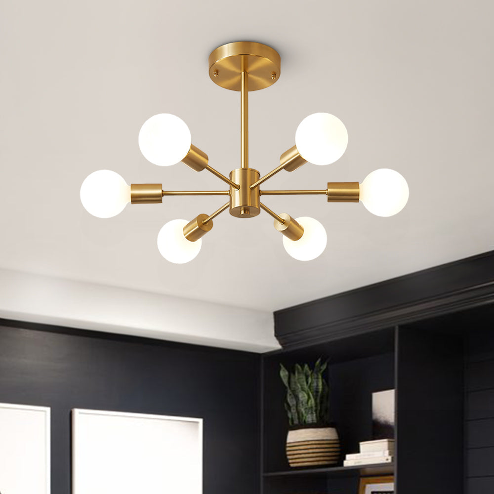 Luz de Techo Semi Flush de 6 Luces Sputnik
