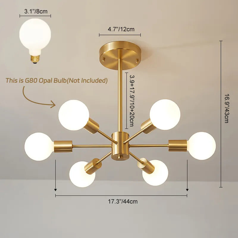 Luz de Techo Semi Flush de 6 Luces Sputnik