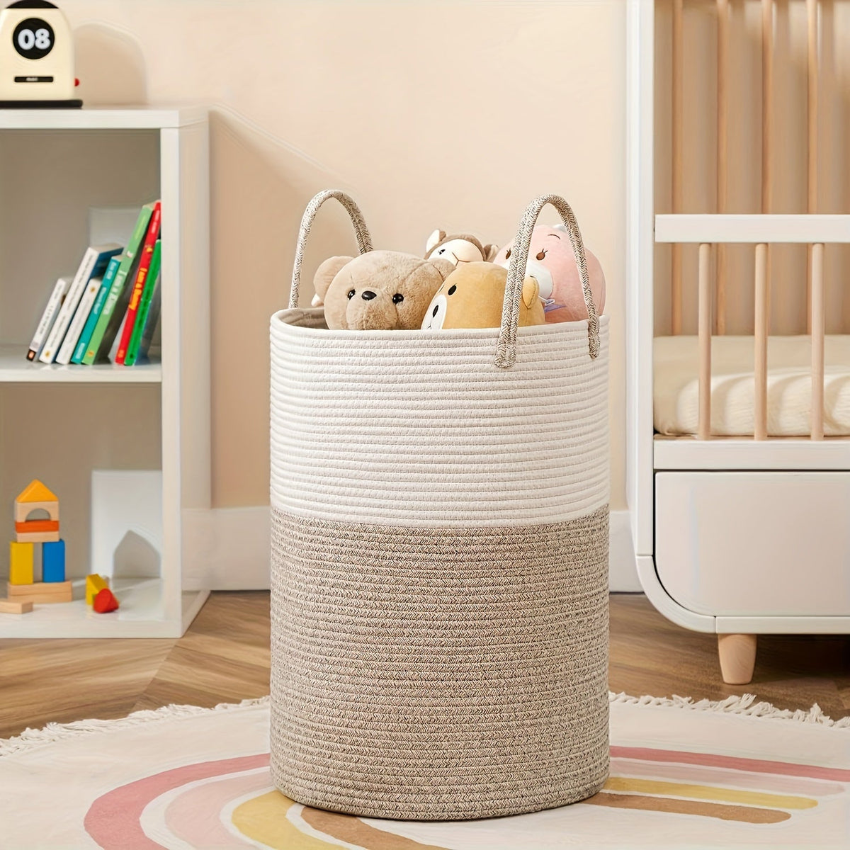 Cesta de Ropa Estilosa de Dos Tonos - Espacio para Más, Práctica y Duradera
