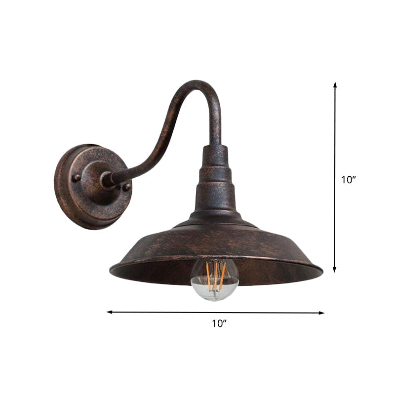 1 Bombilla de Hierro Luz de Pared Acabado Rústico Negro Lámpara de Pared de Noche con Brazo de Ganso | Brehn