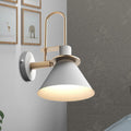 Lámpara de pared antigua de 1 luz con cono de metal, montaje en pared en blanco/negro/verde con asa para mesita de noche