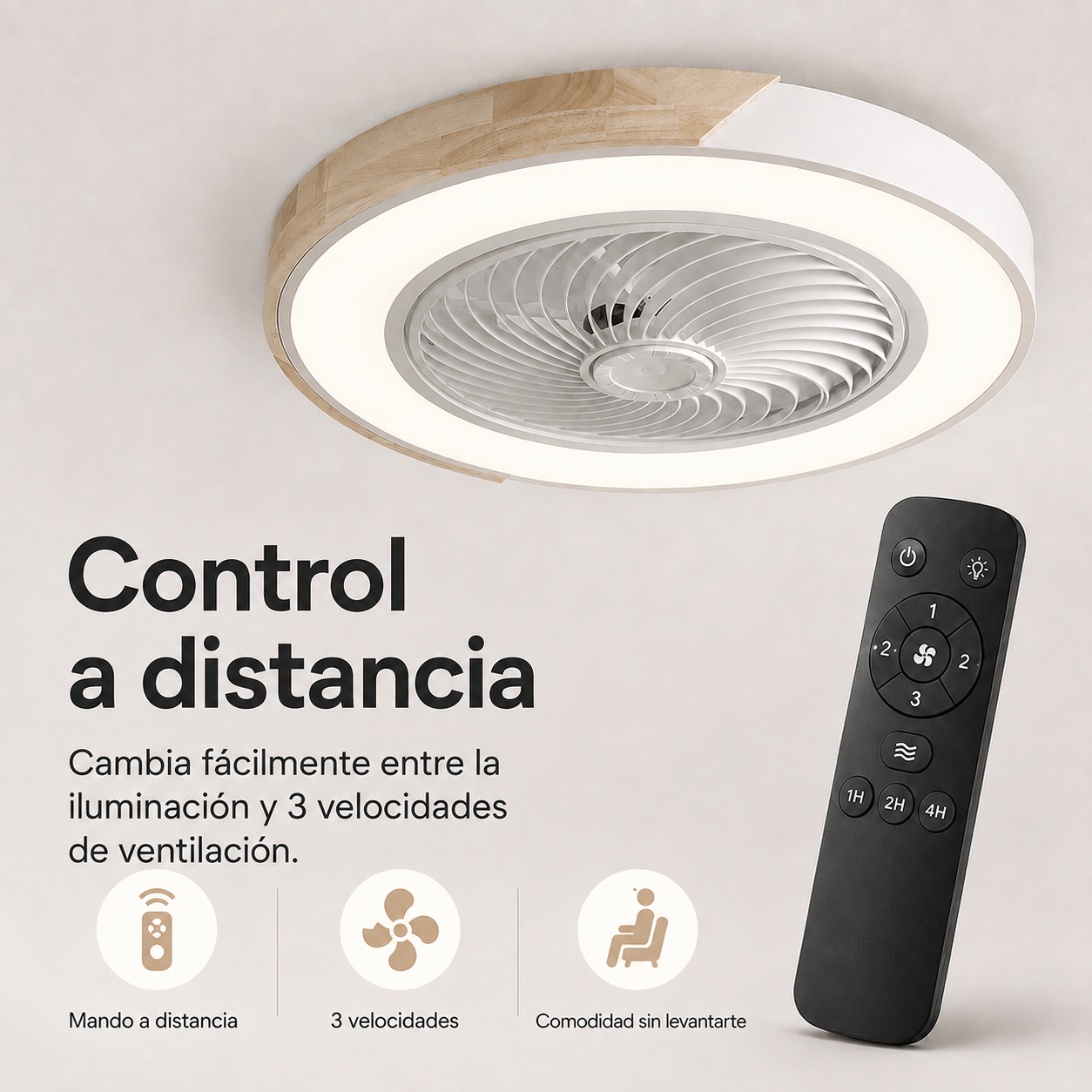 Luz de Ventilador de Techo LED Integrado Sin Aspas