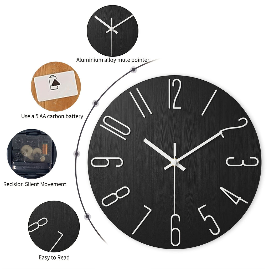 OAKTIDE - Reloj de pared contemporáneo diseñado para interiores modernos y silenciosos