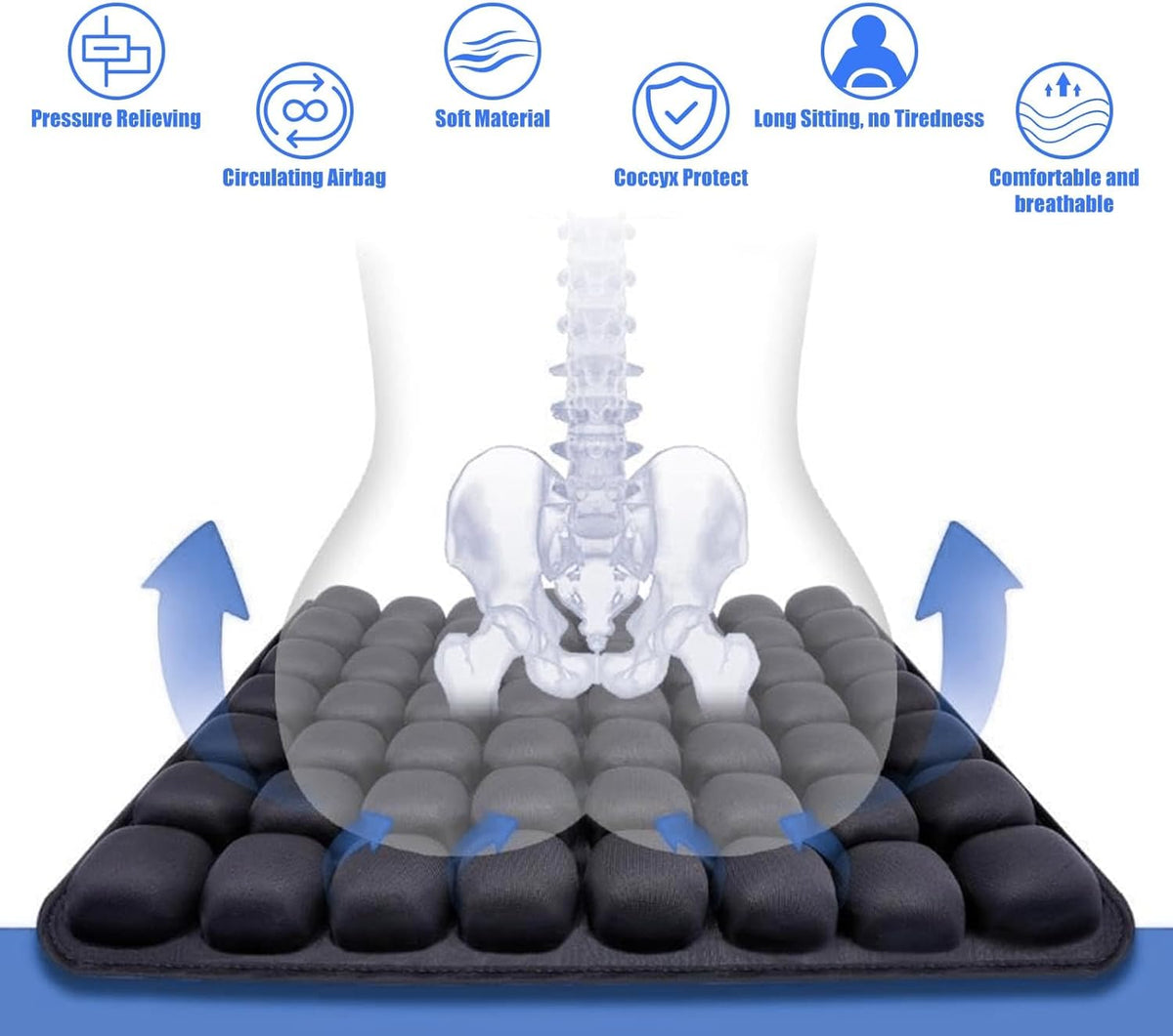 Cojín de Viaje Inflable con Alivio Ergonómico de Presión – AirComfort