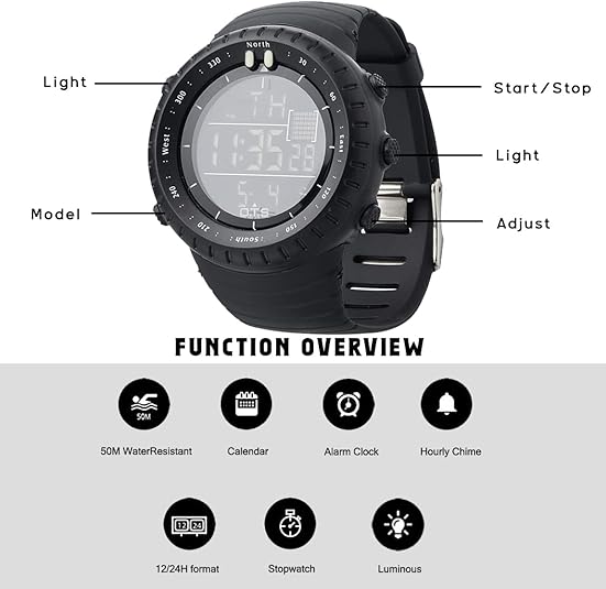 Kalsten | Reloj Deportivo Digital Impermeable para Hombre Henry – A Prueba de Golpes, Táctico y con Retroiluminación LED
