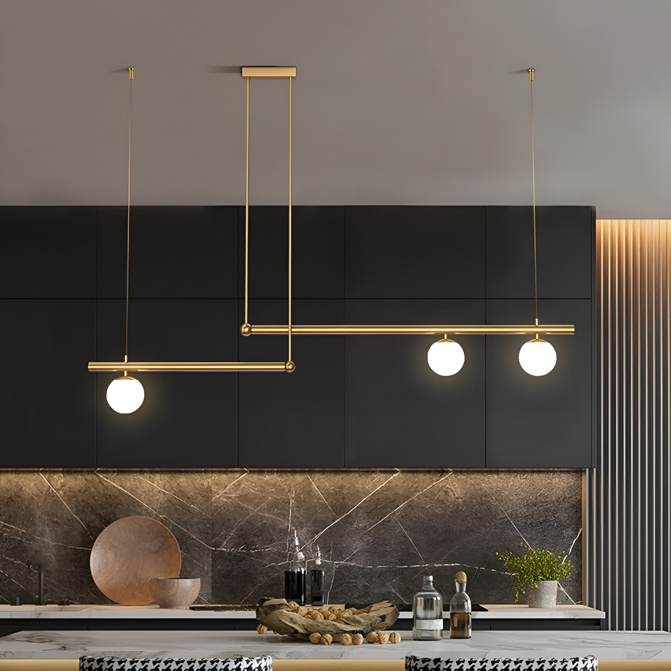 Lana | Lámpara colgante lineal nórdica para mesa de comedor