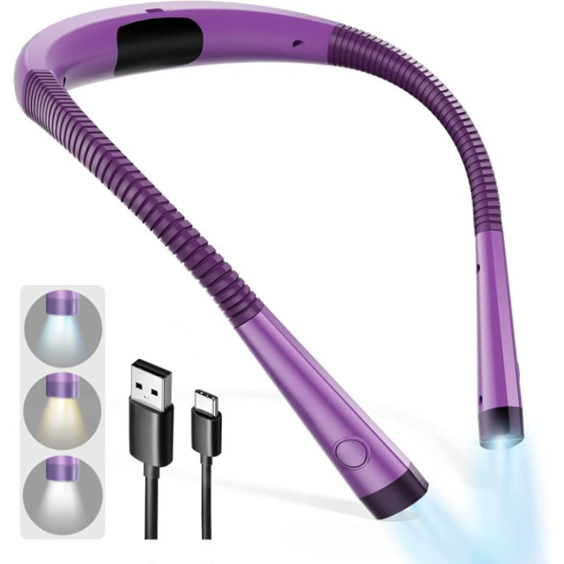 BowLift | Lámpara de Lectura LED para el Cuello, Luz de Libro para Leer en la Cama, 3 Colores, 6 Niveles de Brillo, Brazo Flexible, Recargable, Duradera, Perfecta para Leer, Tejer, Acampar, Reparar