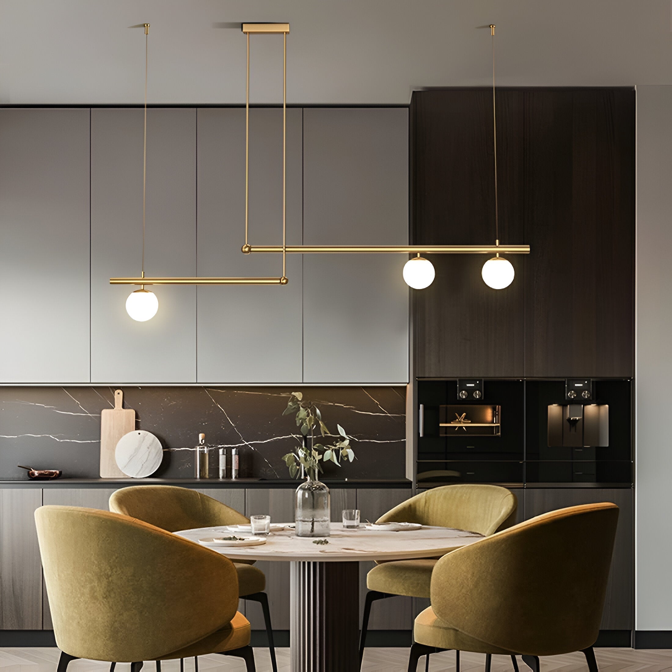 Lana | Lámpara colgante lineal nórdica para mesa de comedor