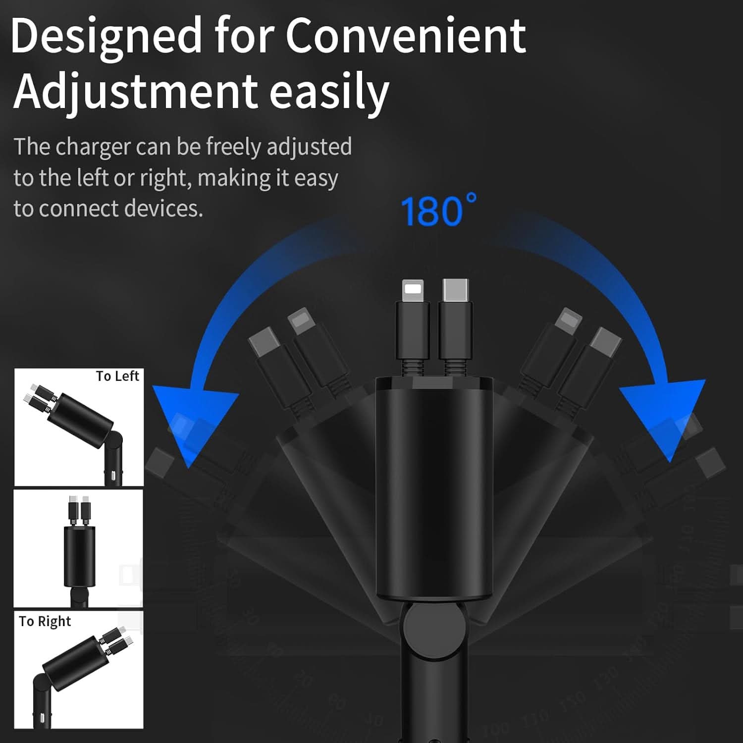 Cargador rápido de coche con puerto USB dual 4 en 1