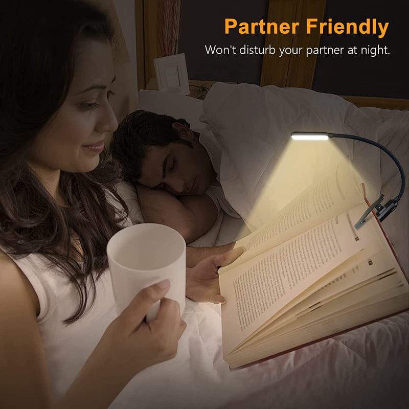 BowLift | Compra 9 lámparas de lectura LED recargables por USB para leer en la cama - amigables con los ojos, regulables sin escalas | Lámpara de lectura pequeña y ligera con clip