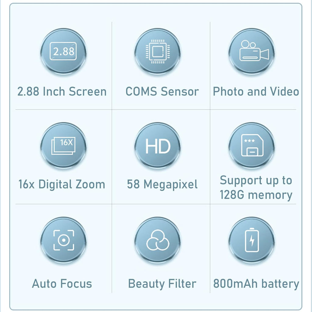 Cámara Digital Compacta 4K con Fotos de 58MP y Zoom 16X – Lumora