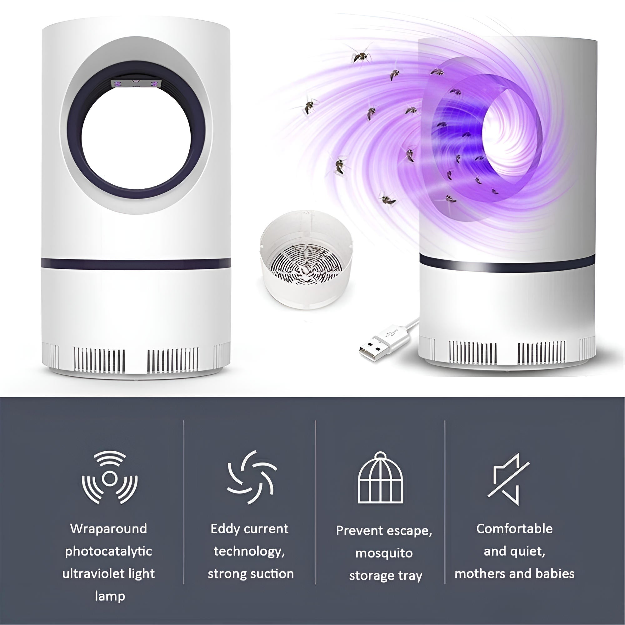 Trampa de Insectos con Luz UV - Asesina de Mosquitos y Moscas para Interior/Exterior