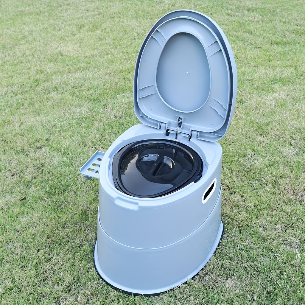 Inodoro Portátil Gris de PVC - Cómodo y Práctico para Acampar y Uso de Emergencia