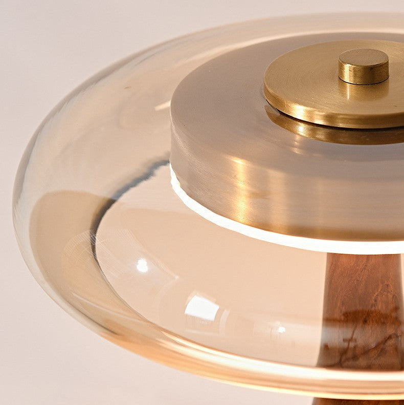 Lámpara de Mesa de Madera y Cristal Diseño Vintage