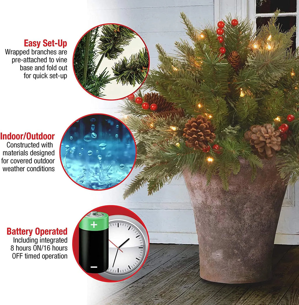 Árbol de Navidad Artificial Pre-iluminado Relleno de Urna que se Siente Real